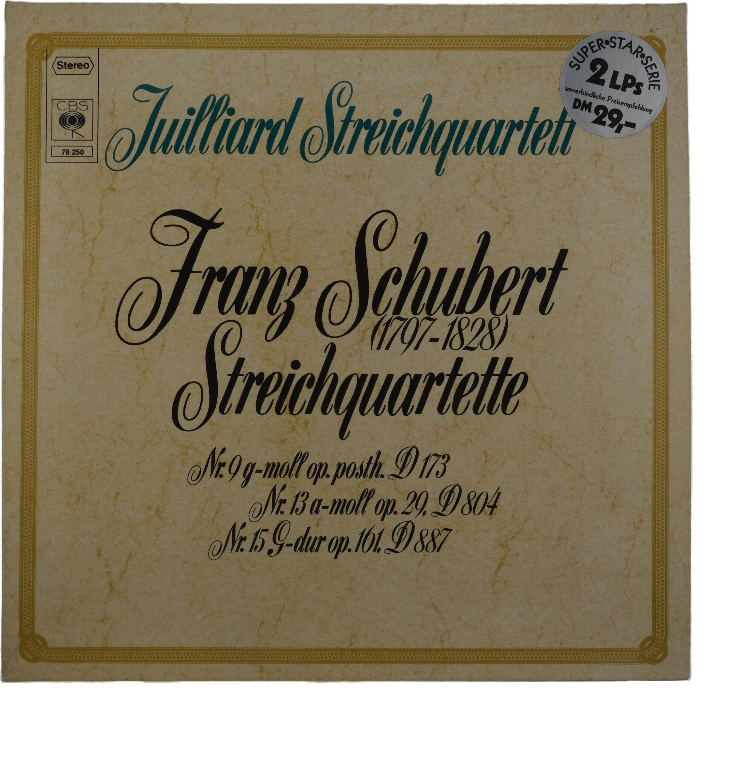 Schubert Juilliard Quatuors à Cordes Op. 29, 173, 161 (1975)
