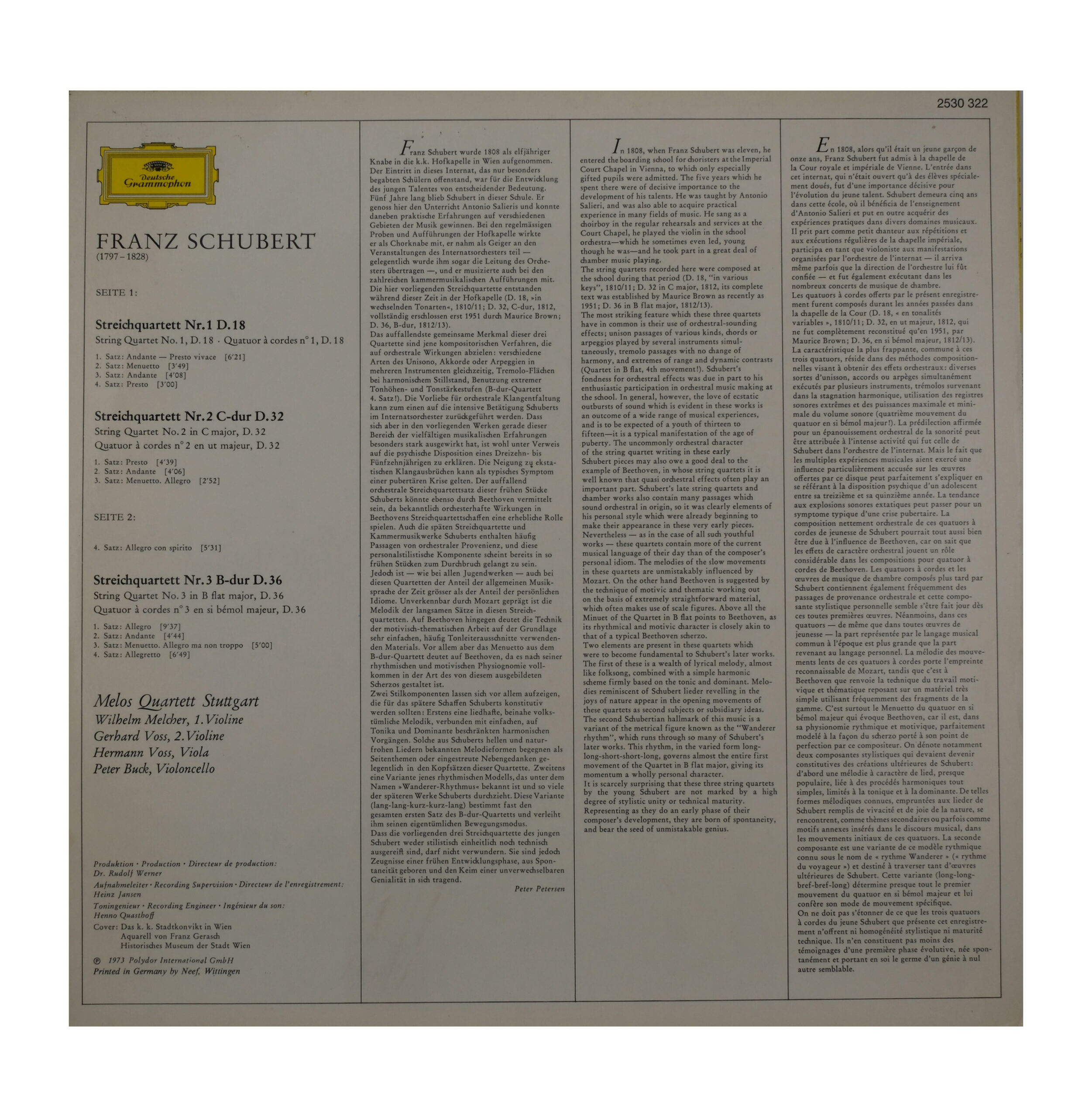 Franz Schubert, Melos Quartett, Quatuors à Cordes, 1973 – Image 2