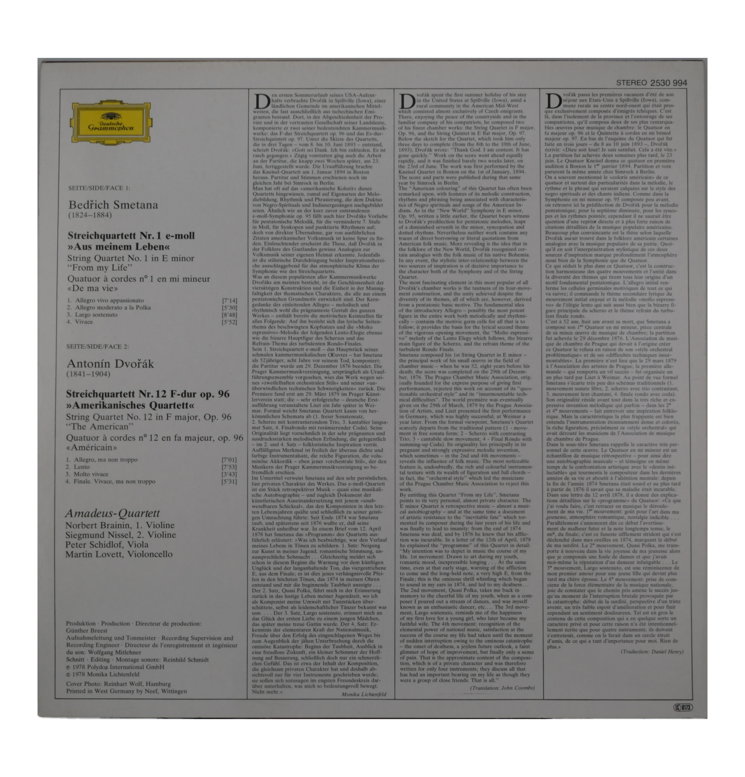 Smetana & Dvorák par Amadeus Quartett, Quatuors à Cordes, 1978 – Image 2