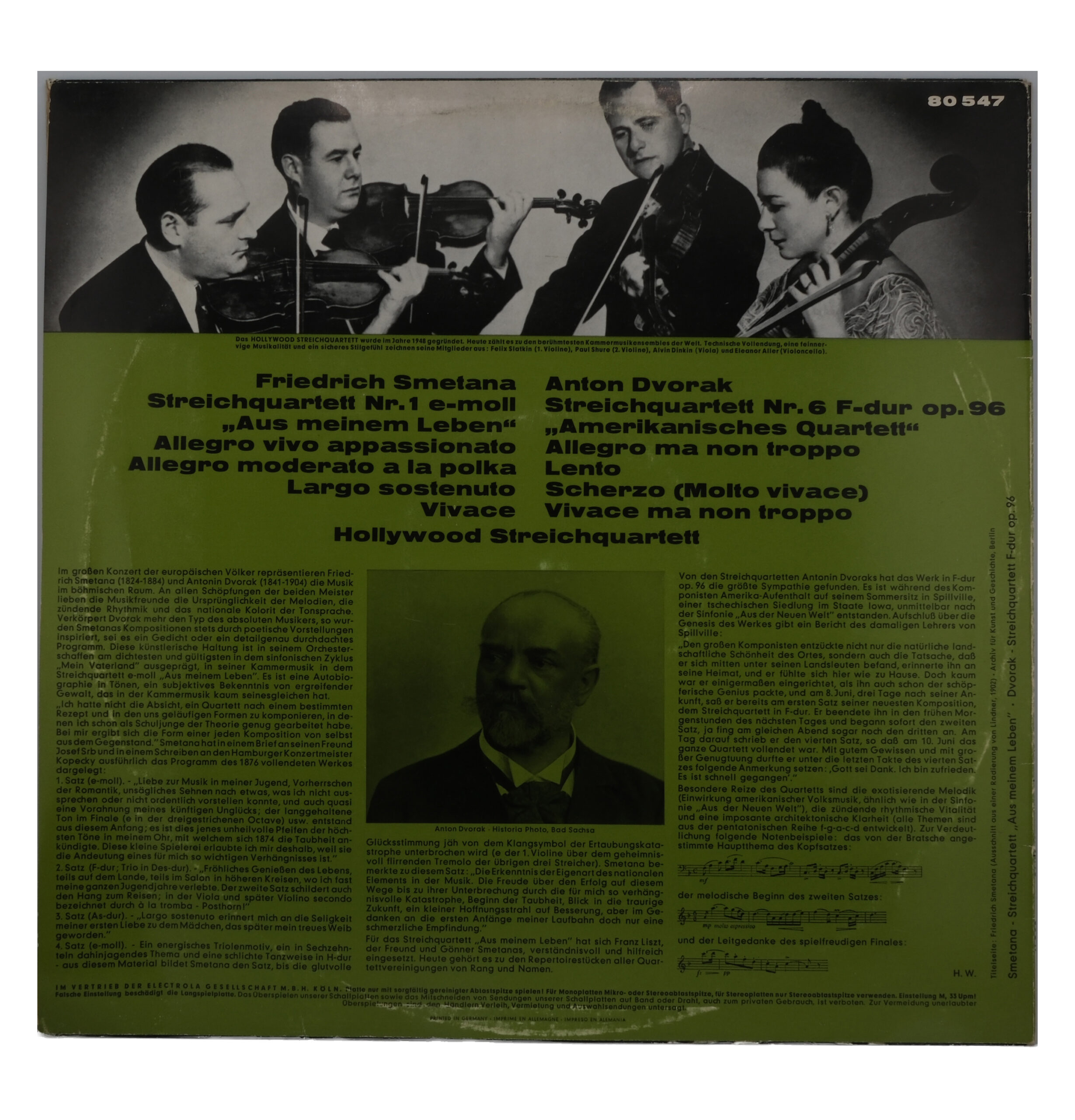 Smetana Dvořák Hollywood Streichquartett Quatuors à Cordes 1975 – Image 2