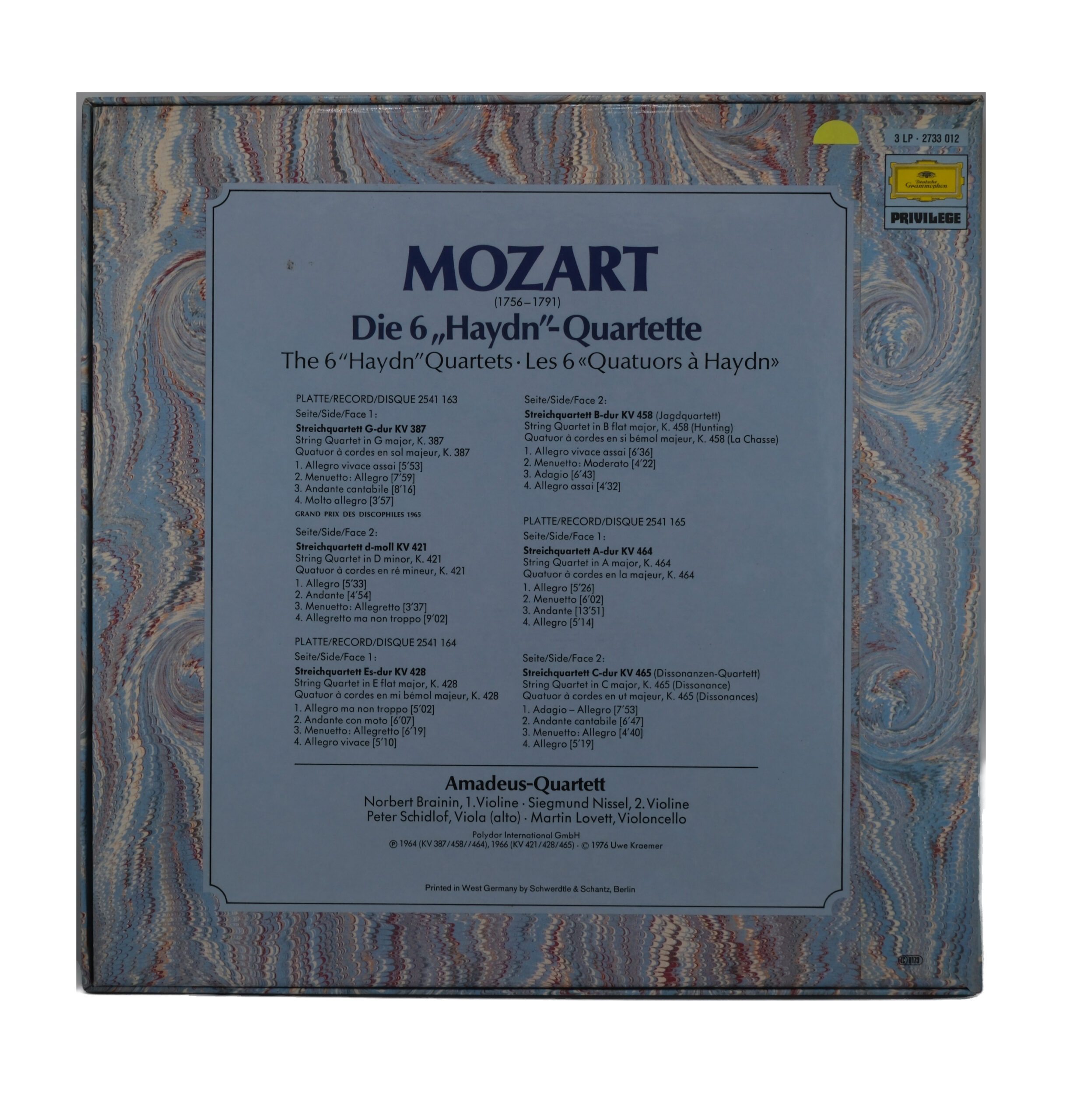 Mozart Amadeus Quartett Les 6 Quatuors à Haydn 1976 – Image 2
