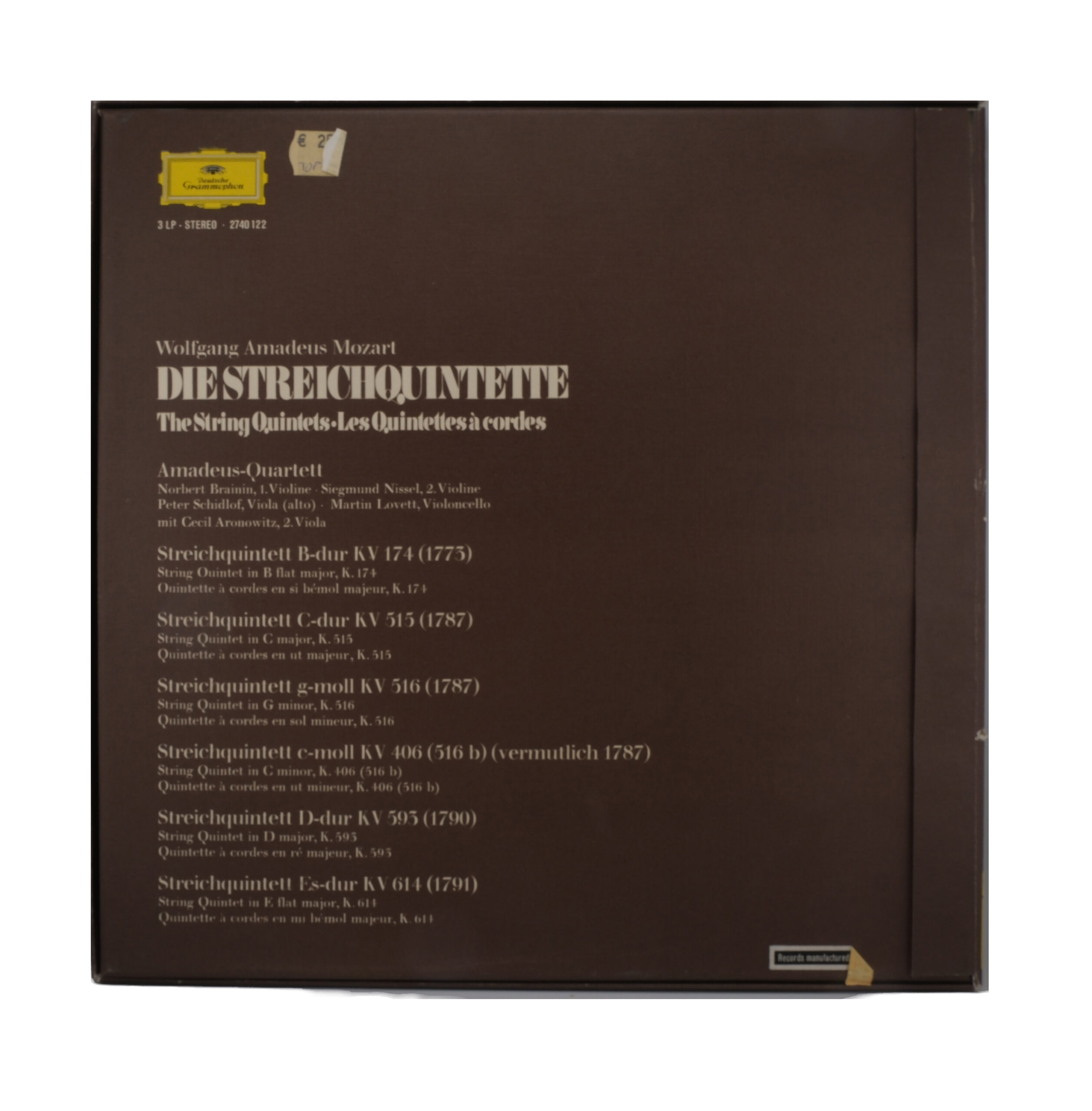 Mozart, Cecil Aronowitz, Quintettes à Cordes, 1975 – Image 2