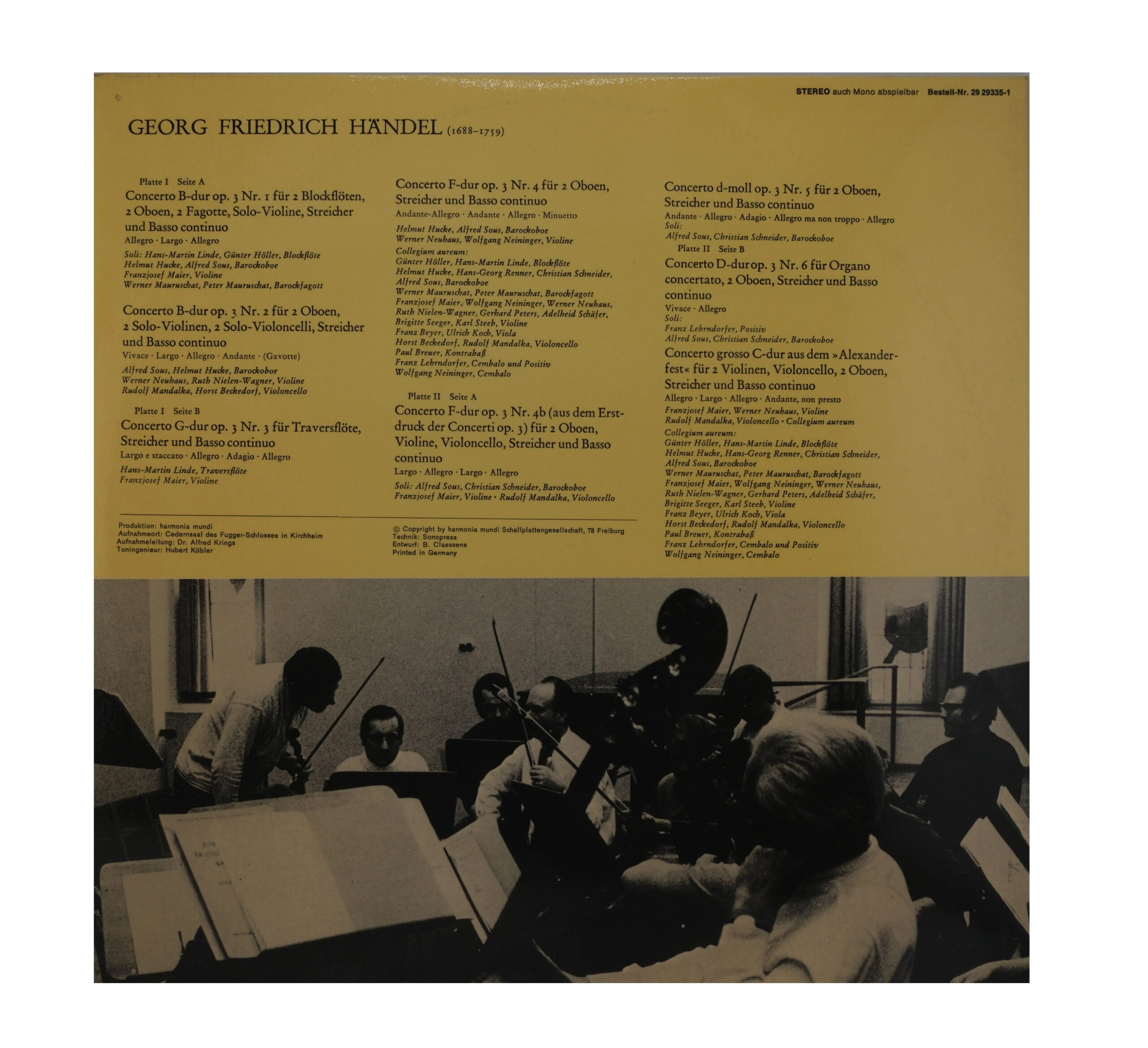 Händel par Collegium Aureum - Concerti Grossi Op. 3 en stéréo