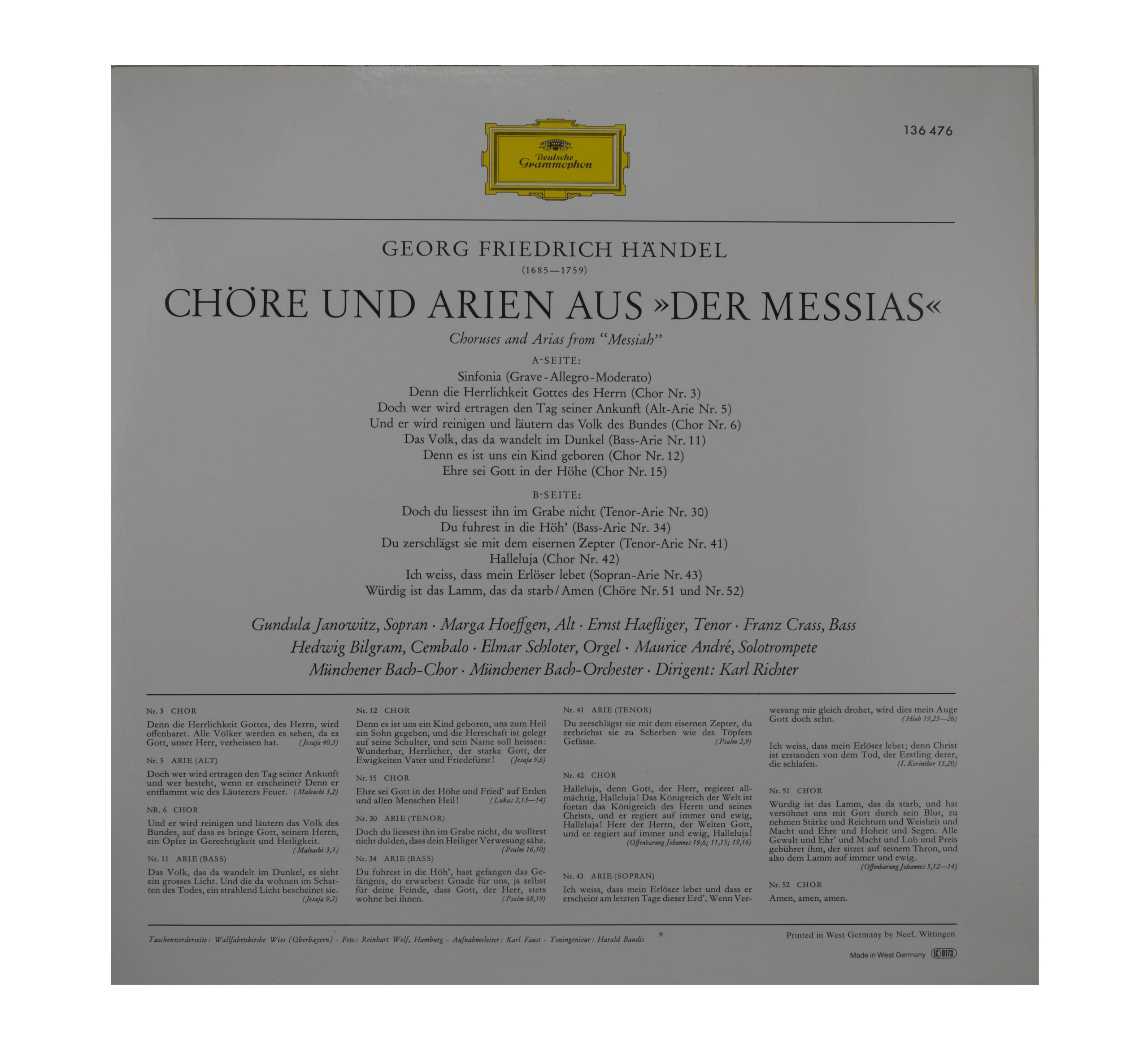Händel: Der Messias, Karl Richter - 1966, Deutsche Grammophon – Image 2