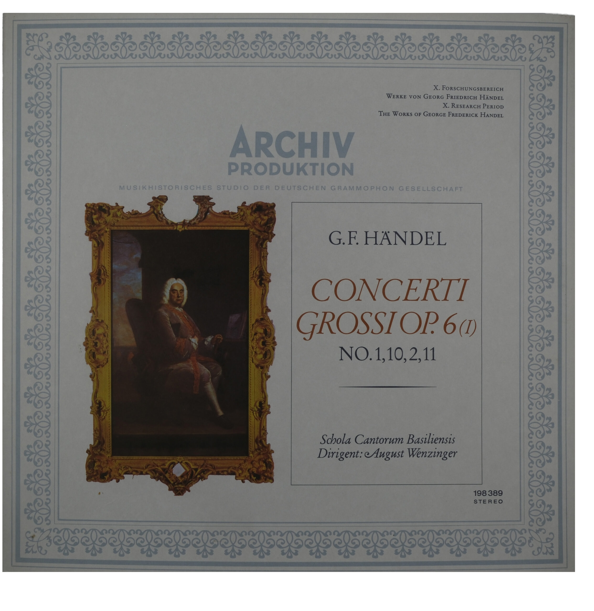 G F Handel August Wenzinger Concerti Grossi Op. 6