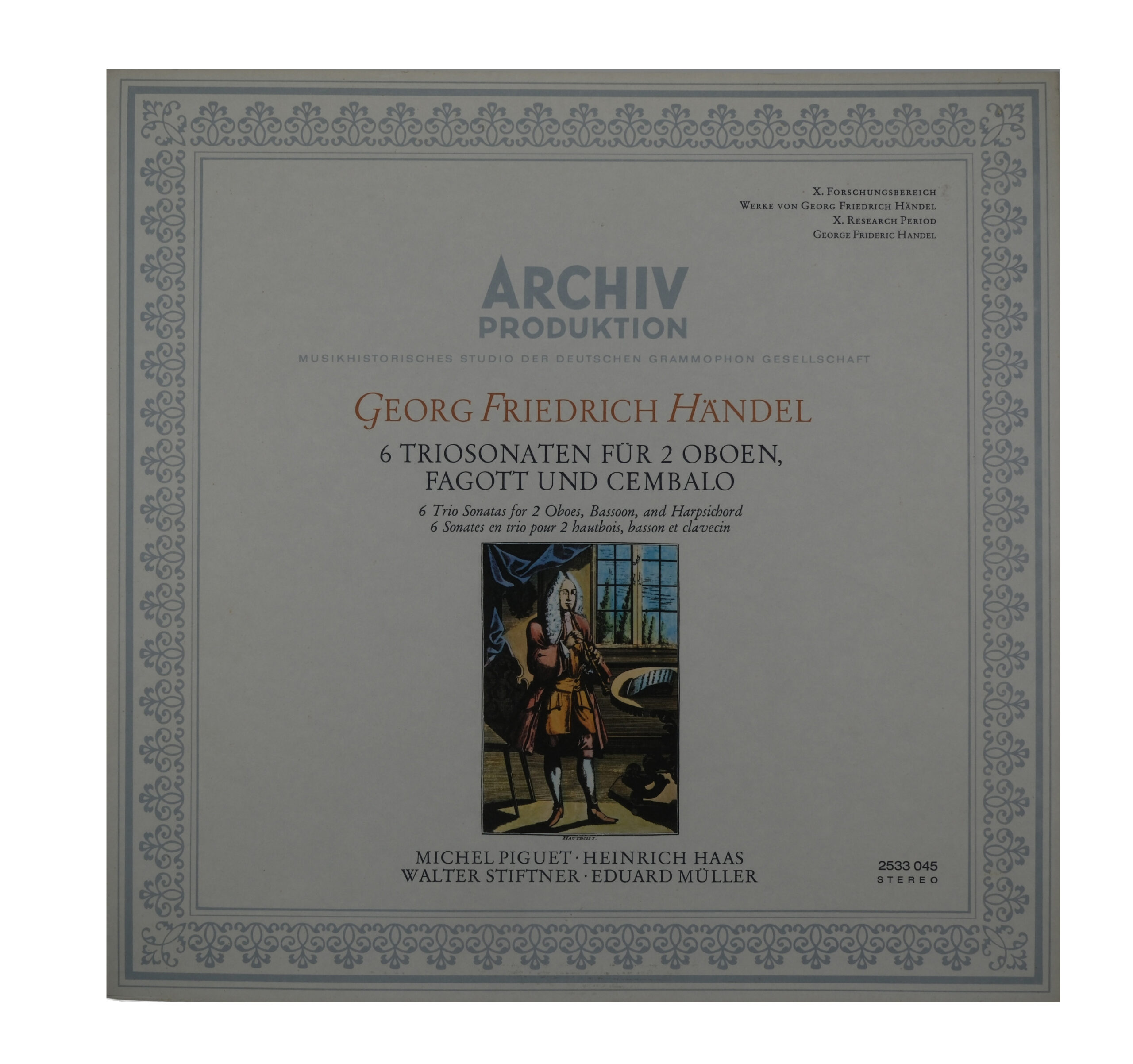 Händel Piguet Haas Triosonates 2 Oboes Fagott Cembalo 1970