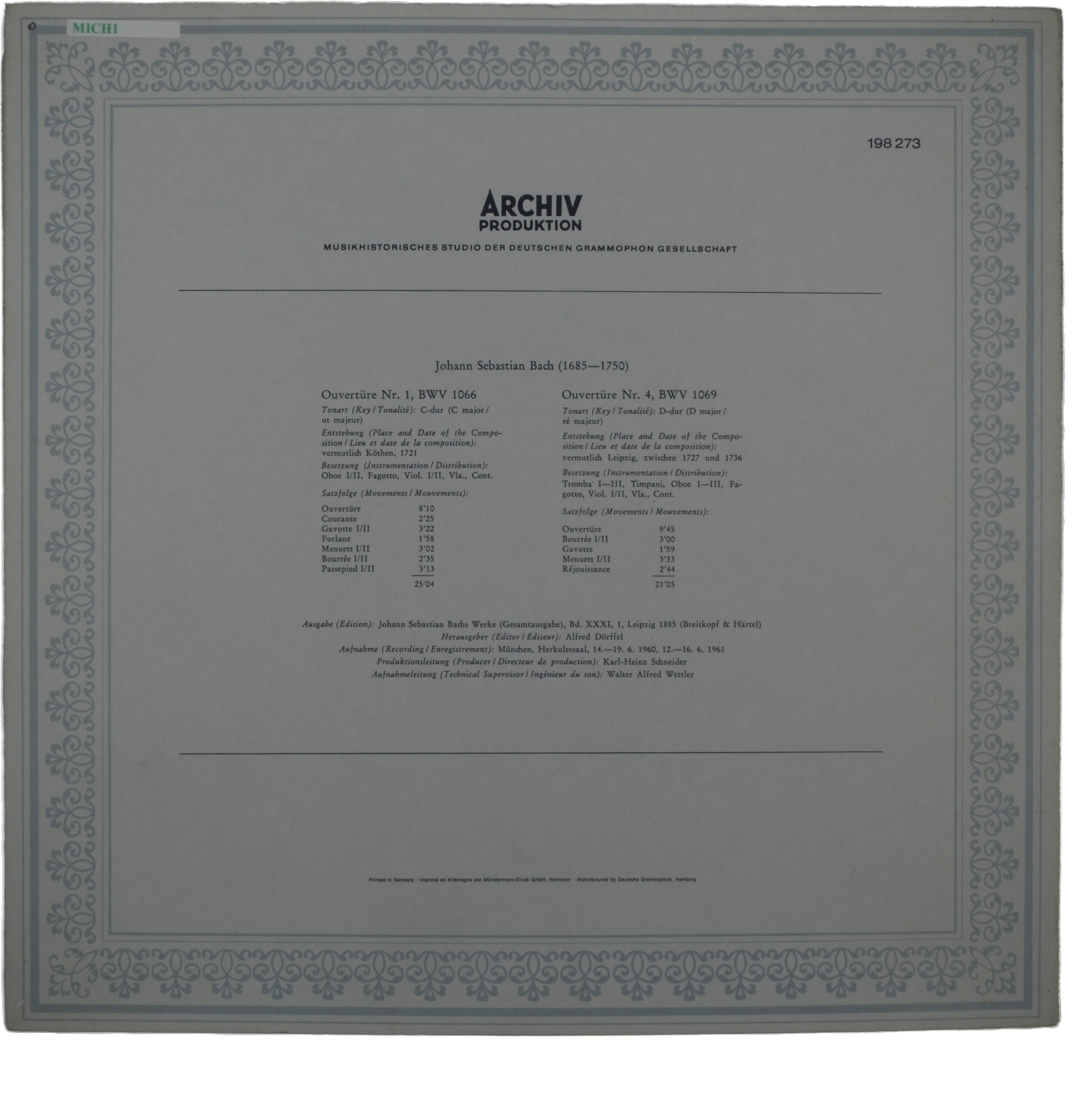 Bach, Karl Richter, Ouvertures 1 & 4, 1973 – Image 2