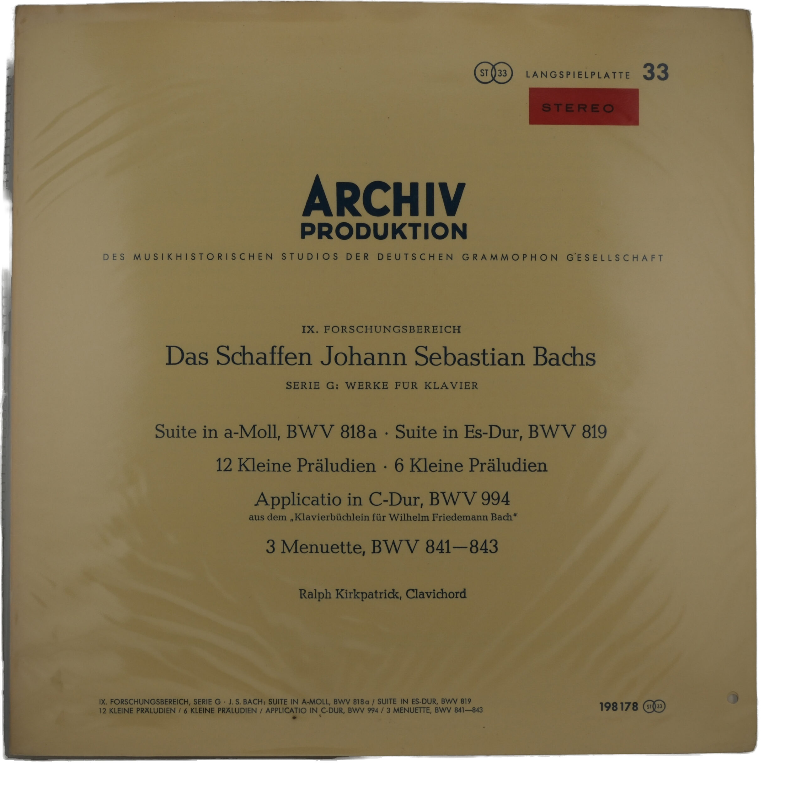 Bach, Kirkpatrick: Variations Goldberg, 4e Partie Clavier BWV 988