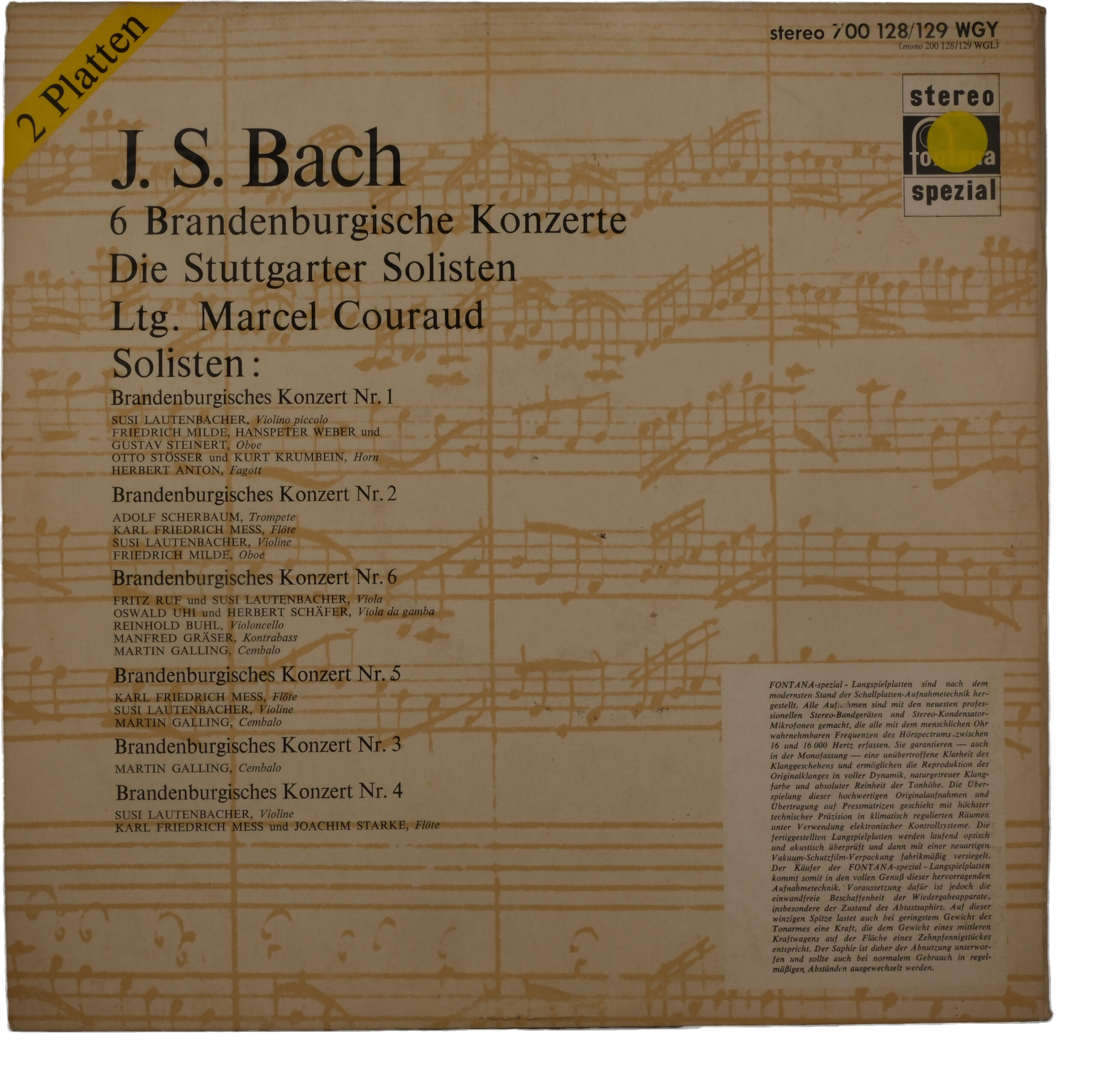 J S Bach: 6 Concerts Brandebourgeois, 1974, Mono, Fontana – Image 2