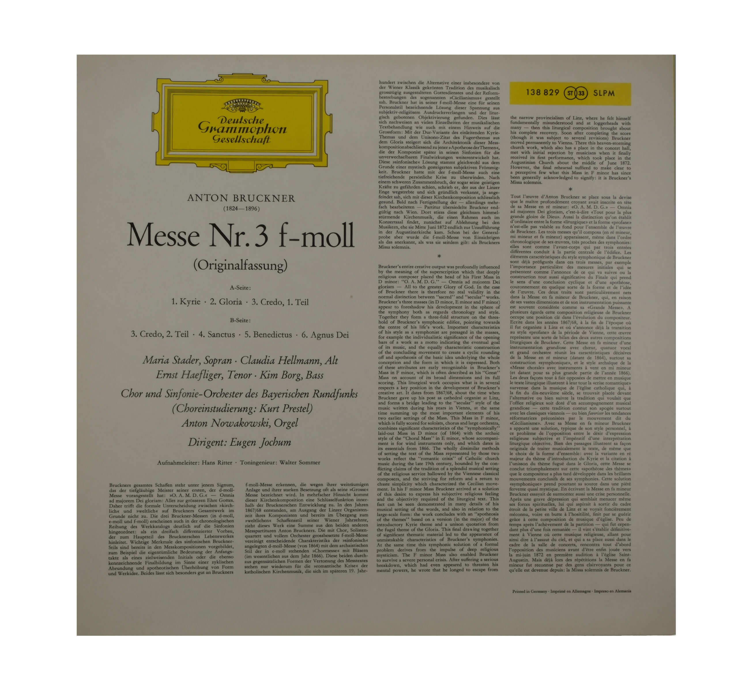 BRUCKNER Messe No 3 fa mineur Jochum Stader Heilmann Borg – Image 2