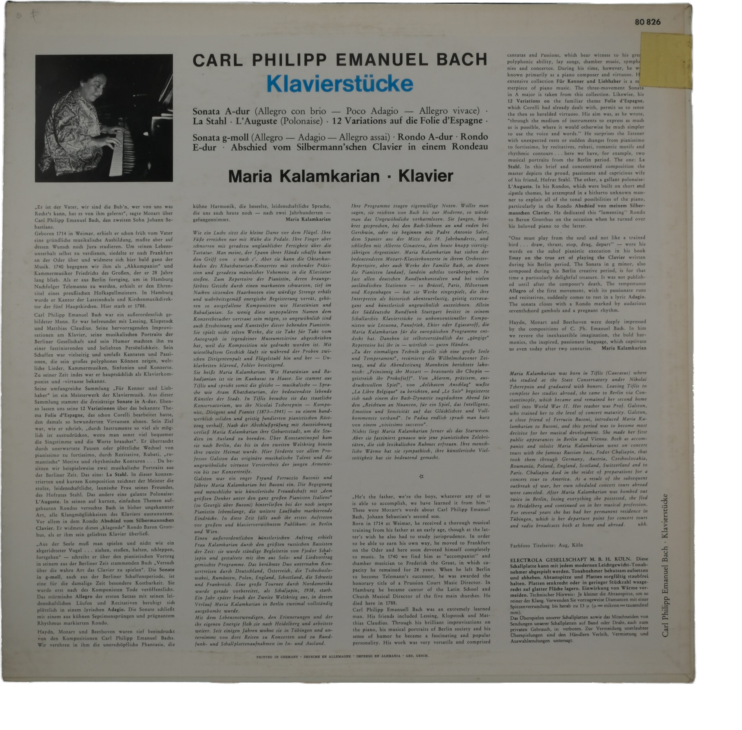 Sontates - Carl Philipp Emanuel Bach, Columbia – Image 2