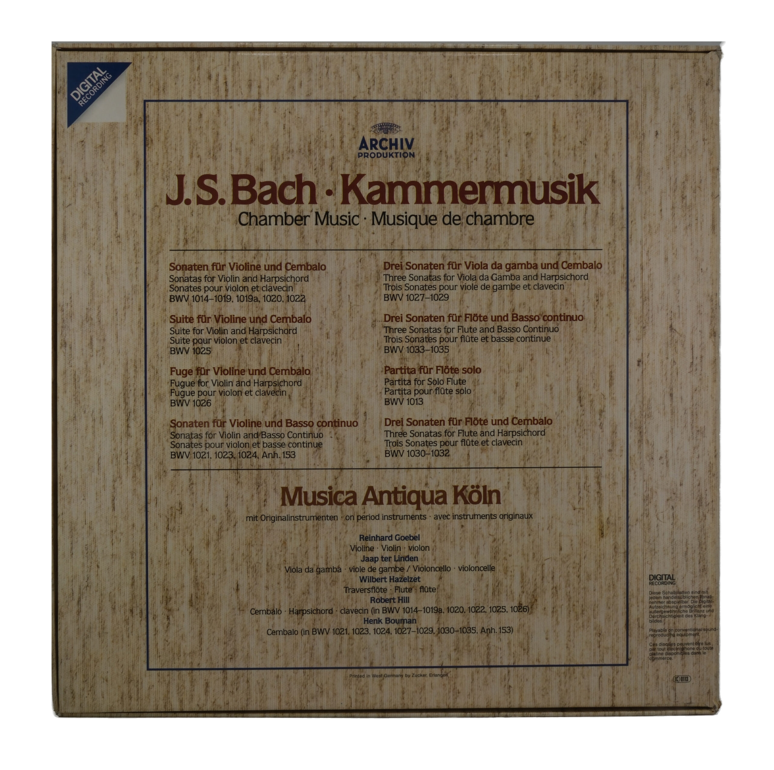 Bach - Musica Antiqua Köln - Sonates pour Violon 1983 – Image 2