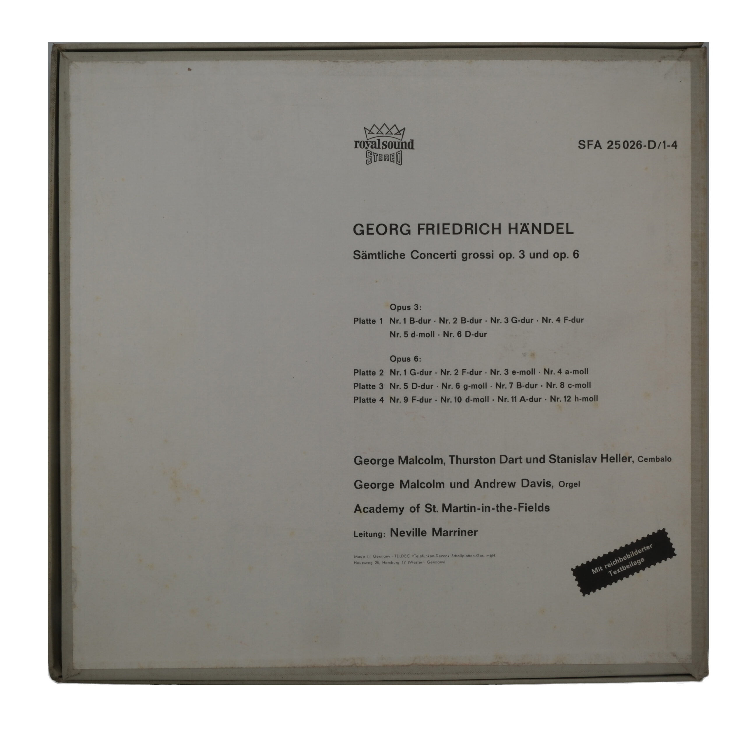 Händel: Concertos Grossos Op 3 & 6, Marriner, 1977, Decca – Image 2