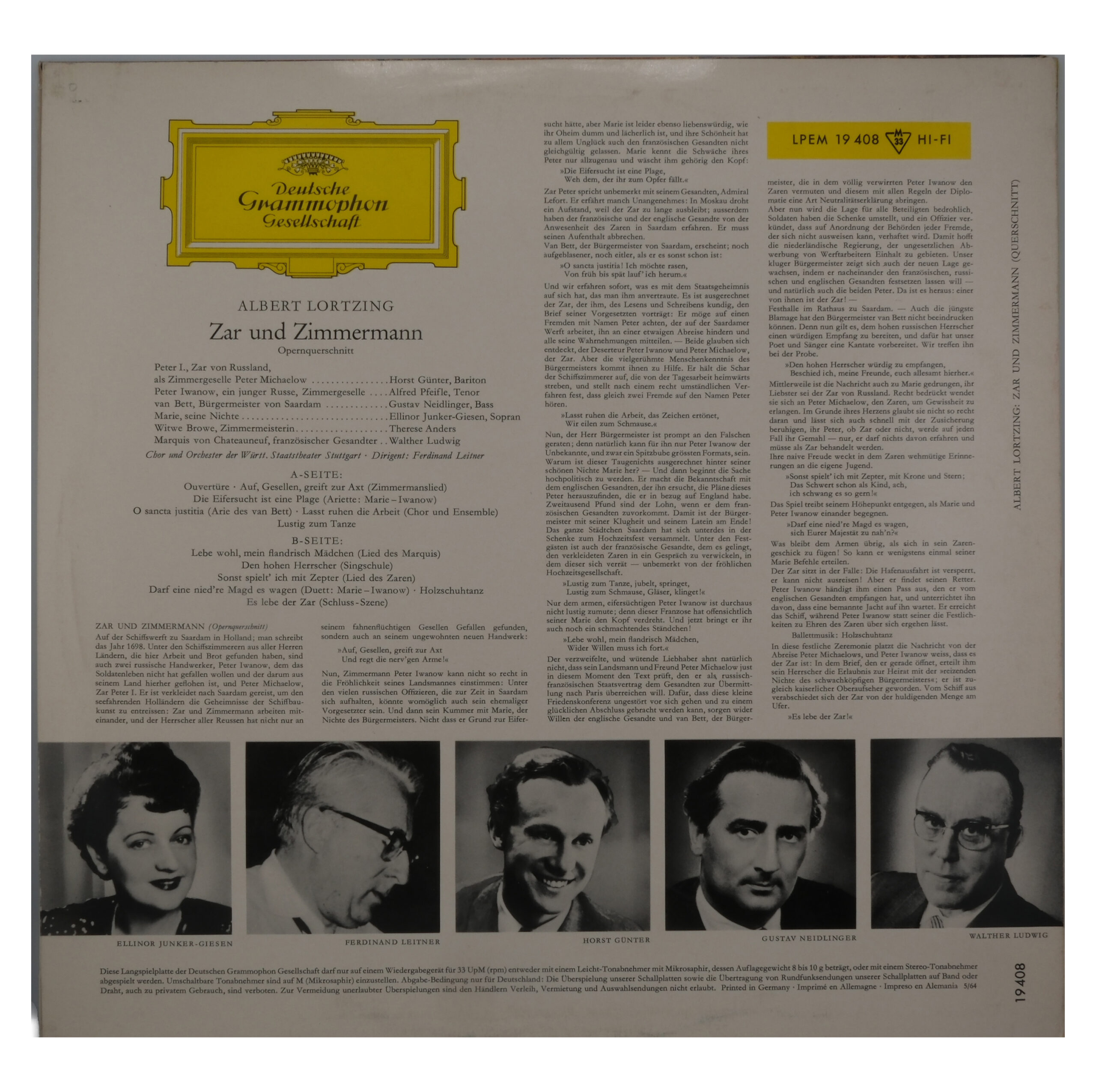 Lortzing: Tsar et Charpentier 1965 Leitner Junker Giesen – Image 2