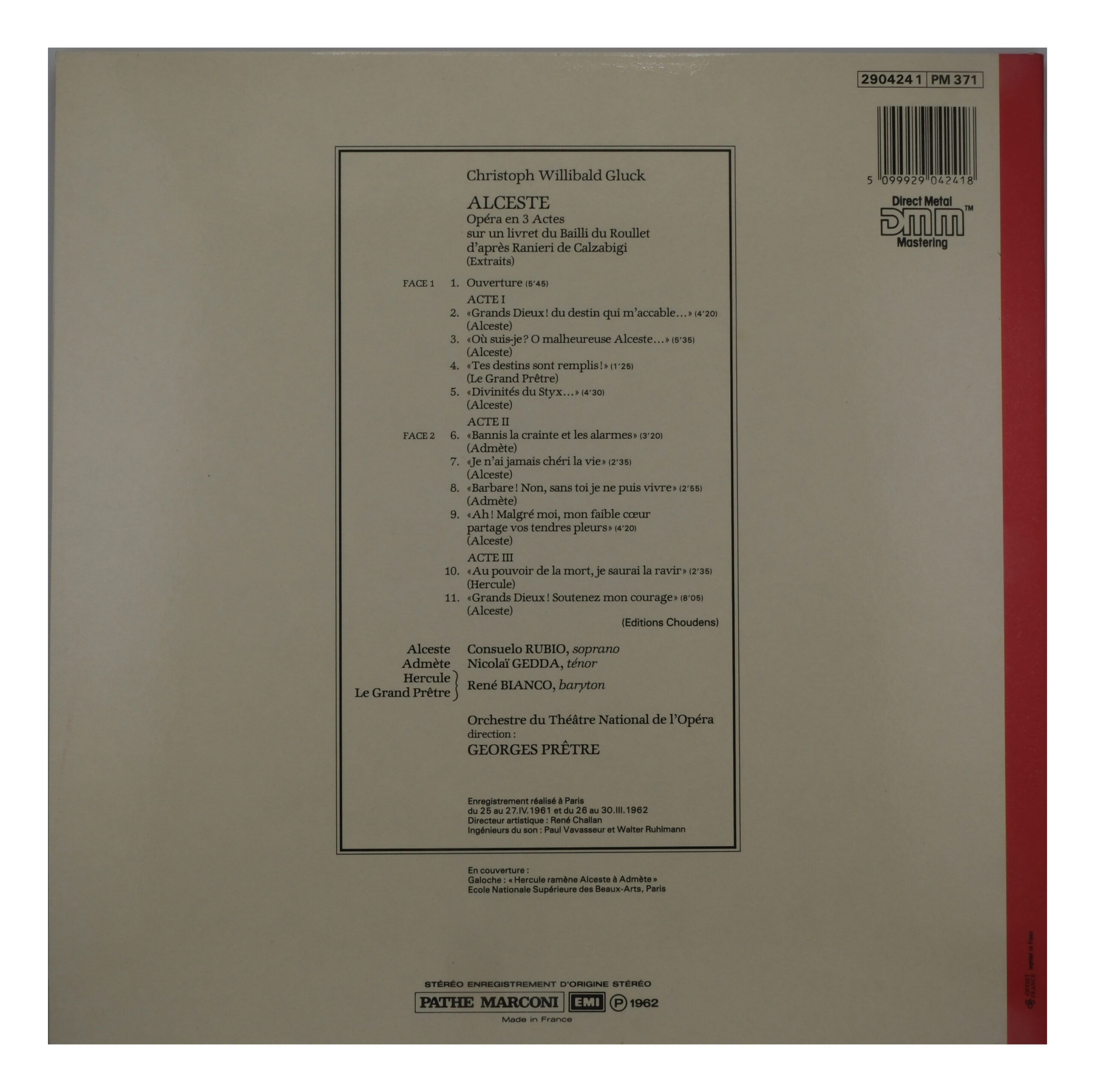 Gluck: Alceste - G. Pretre, Consuelo Rubio, Nicolai Gedda, 1962 – Image 2
