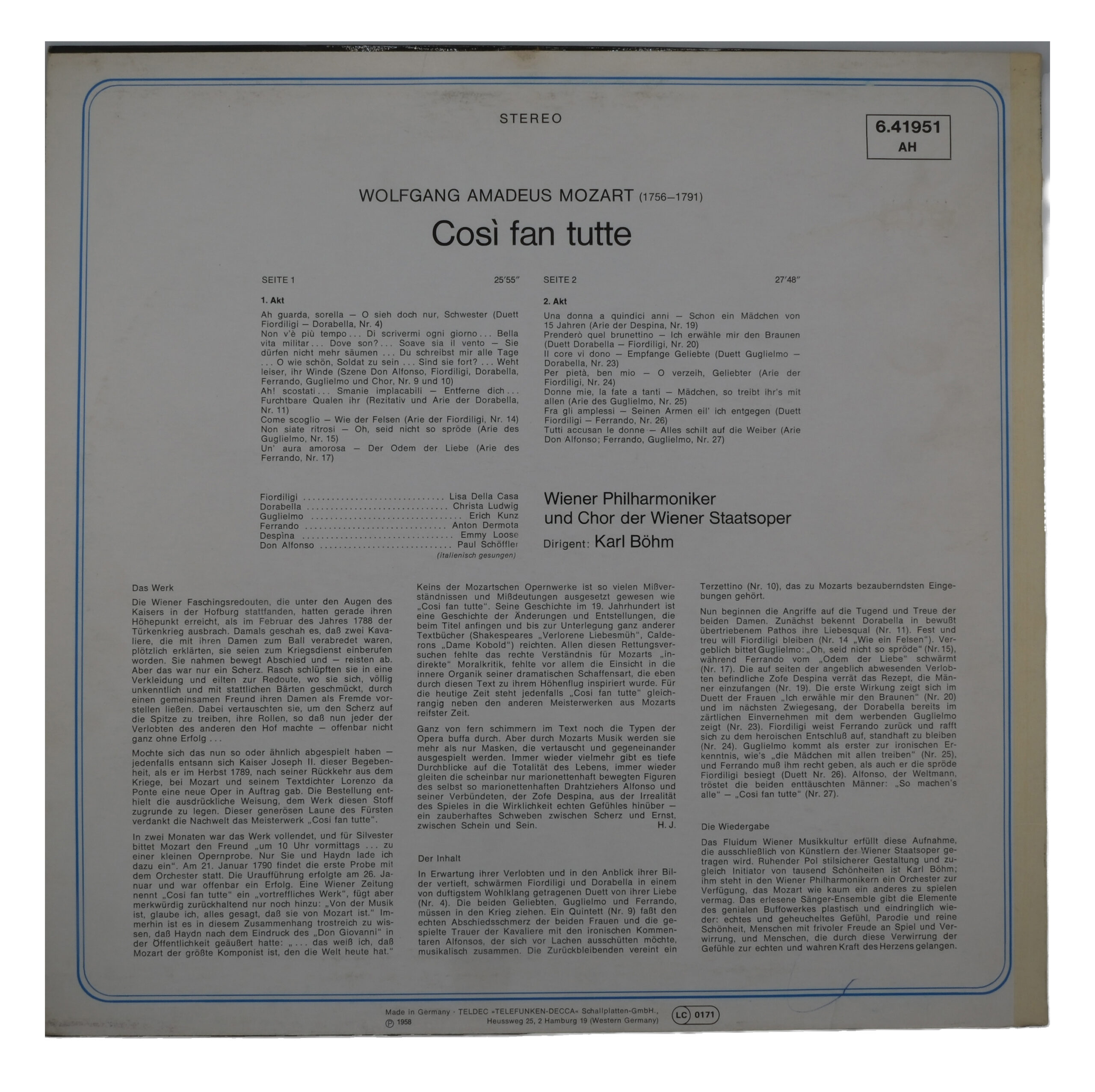 Mozart, Karl Böhm – Così Fan Tutte, Wiener Philharmoniker – Image 2