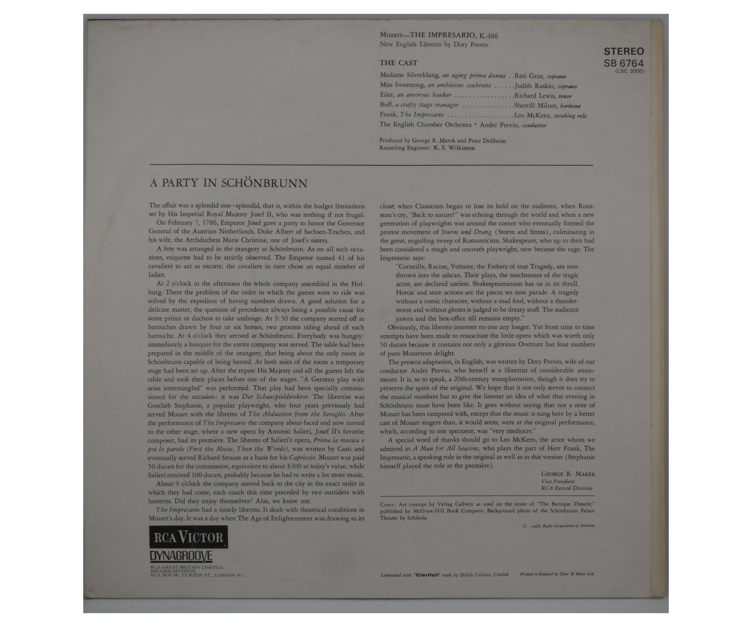 Mozart: L'Impresario 1968 Previn Grist Raskin Lewis Milnes – Image 2