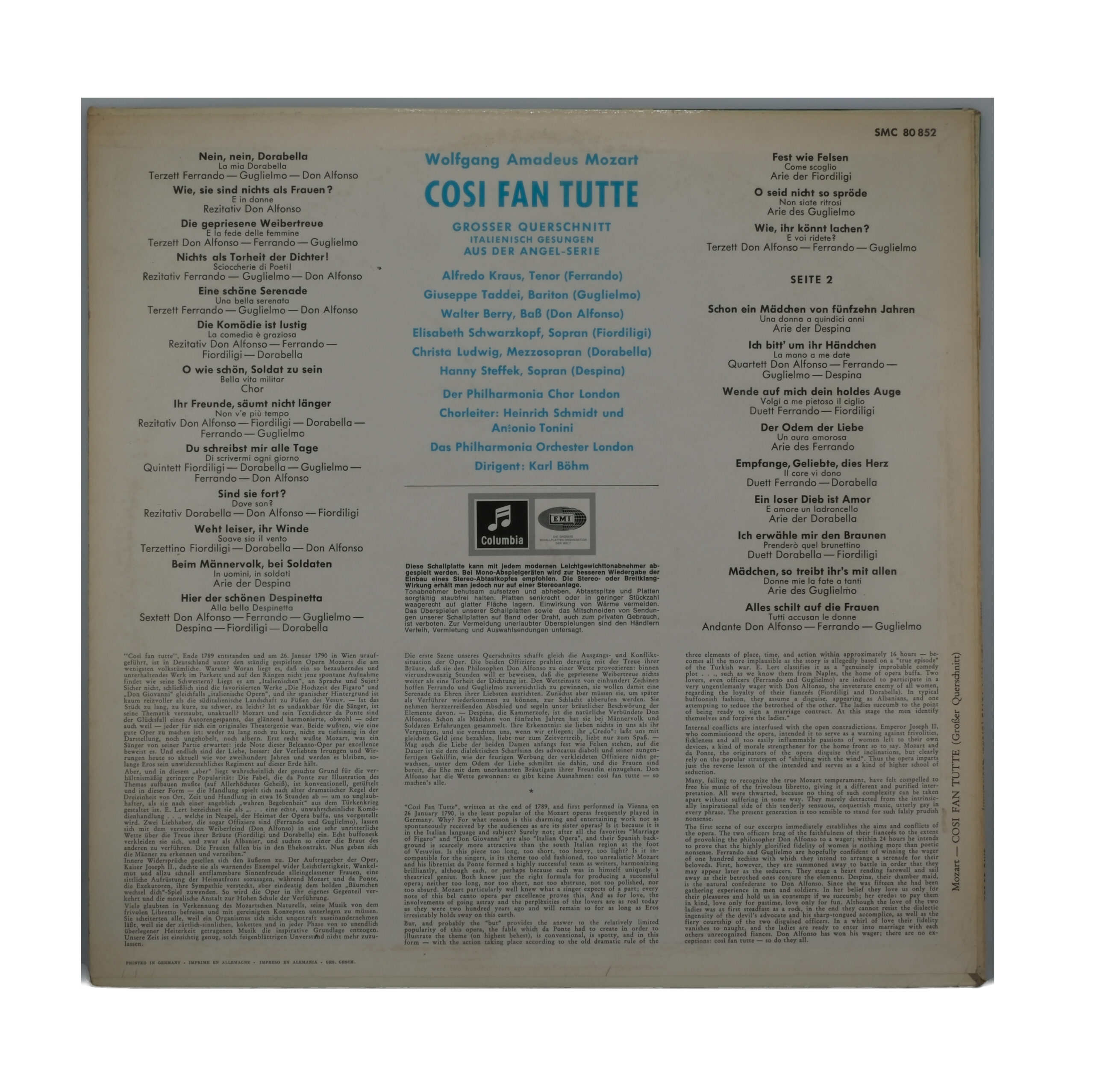 Mozart: Cosi Fan Tutte - Karl Böhm, Schwarzkopf, 1950s, Columbia – Image 2