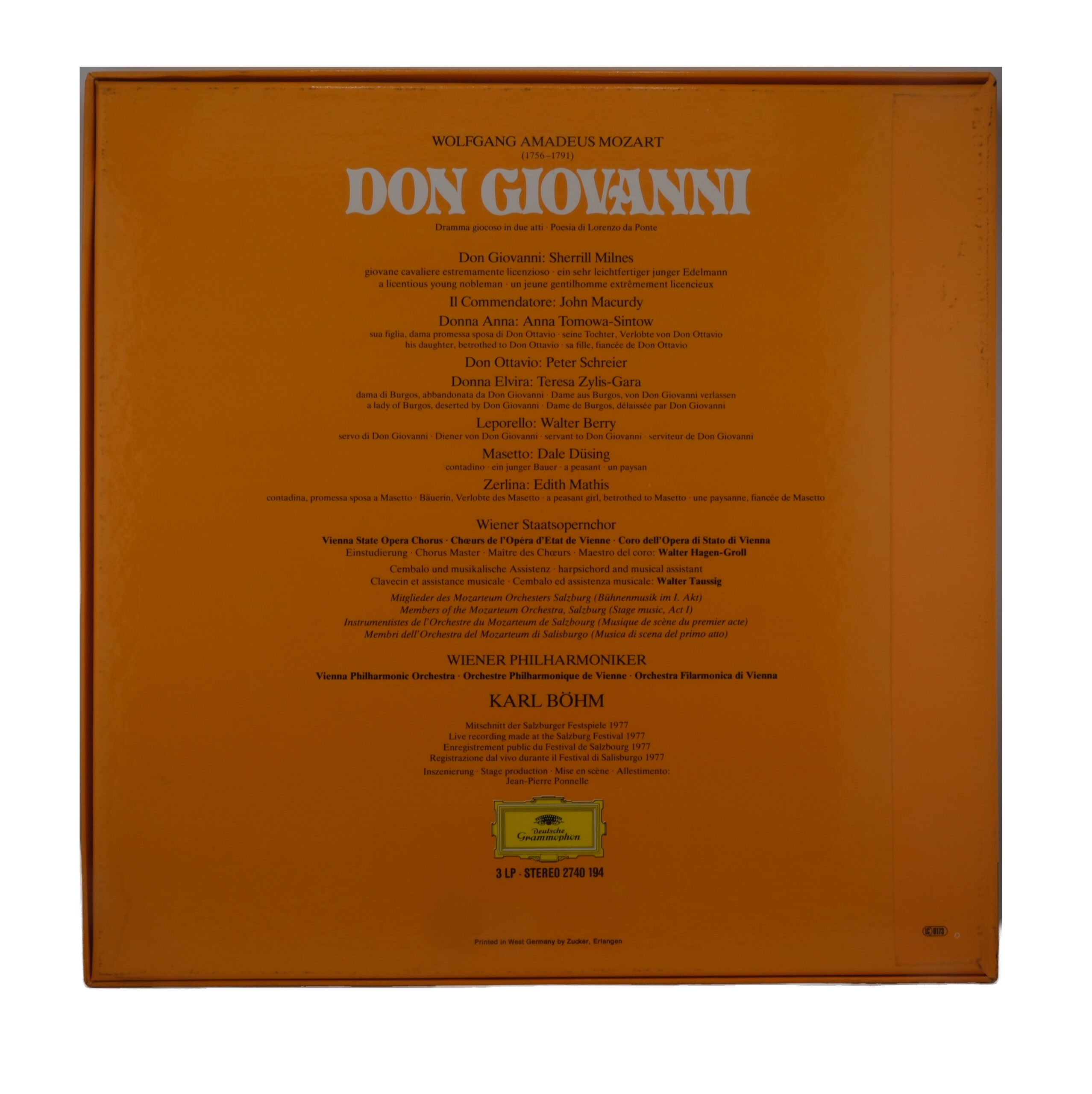 Mozart Don Giovanni Karl Bohm 1977 Wiener Philharmoniker 3 LP – Image 2