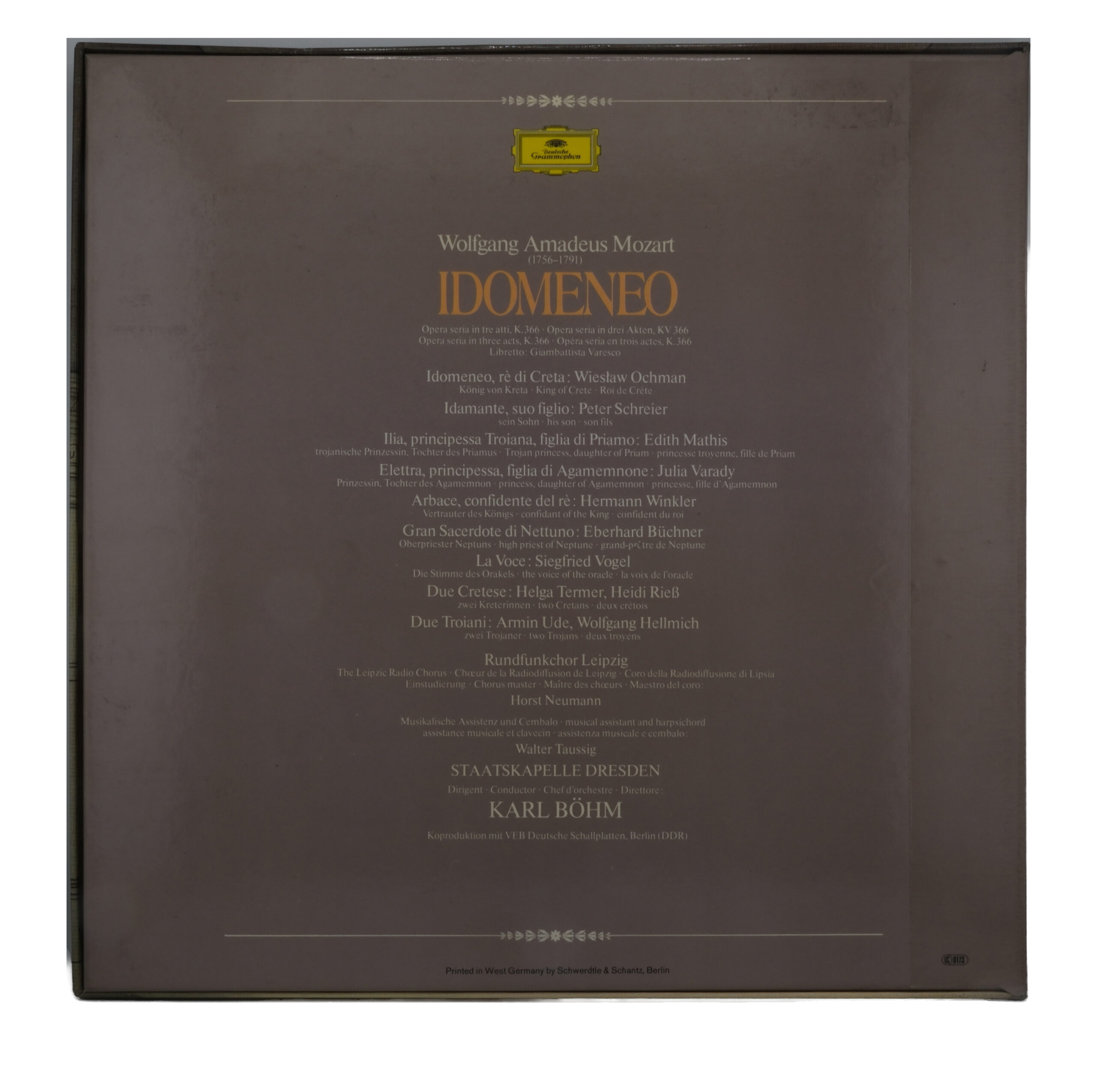 Mozart Böhm Idomeneo: Mathis Varady Schreier 1979 – Image 2