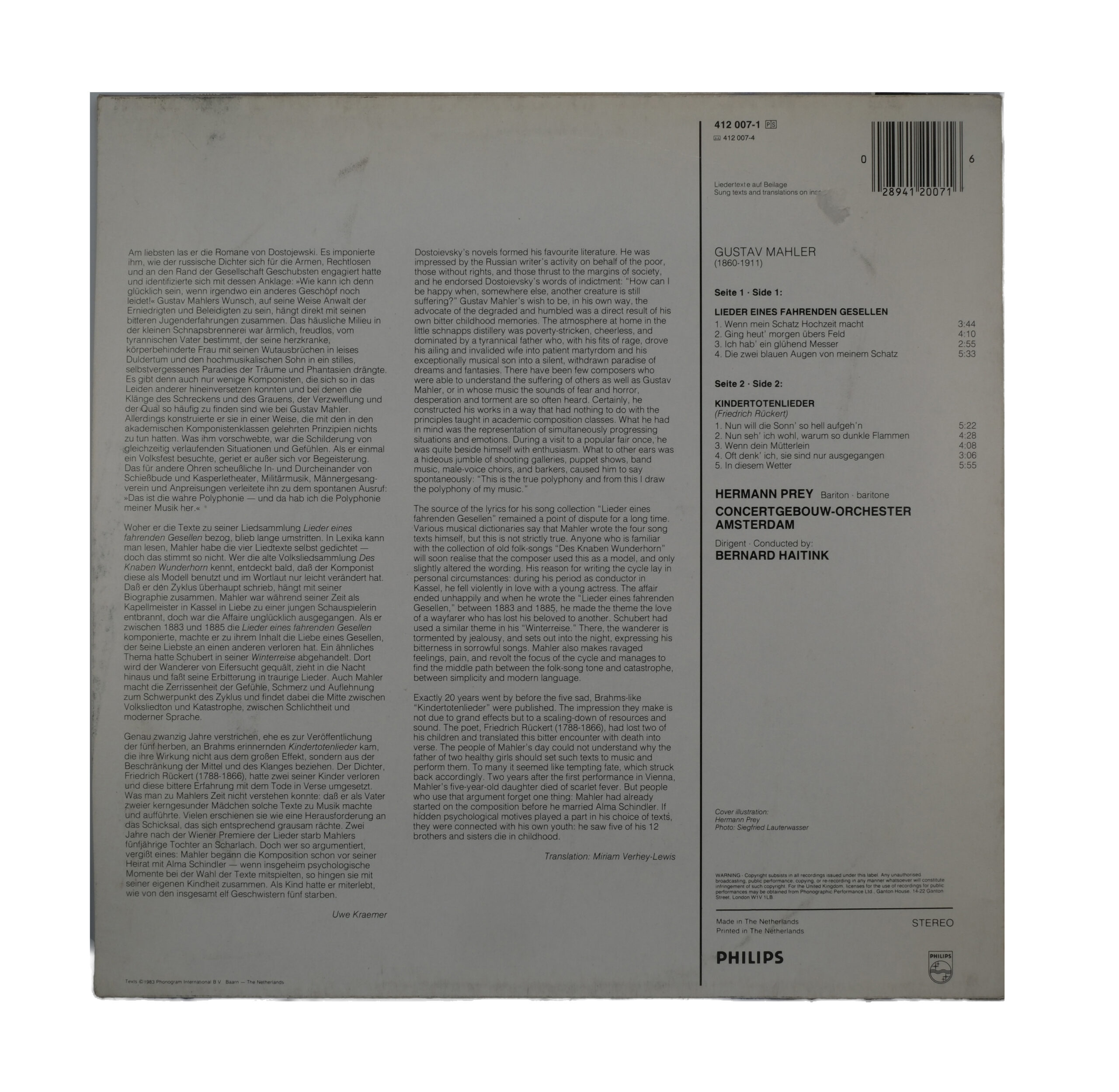 Mahler par Bernard Haitink - Lieder en Français 1970 – Image 2