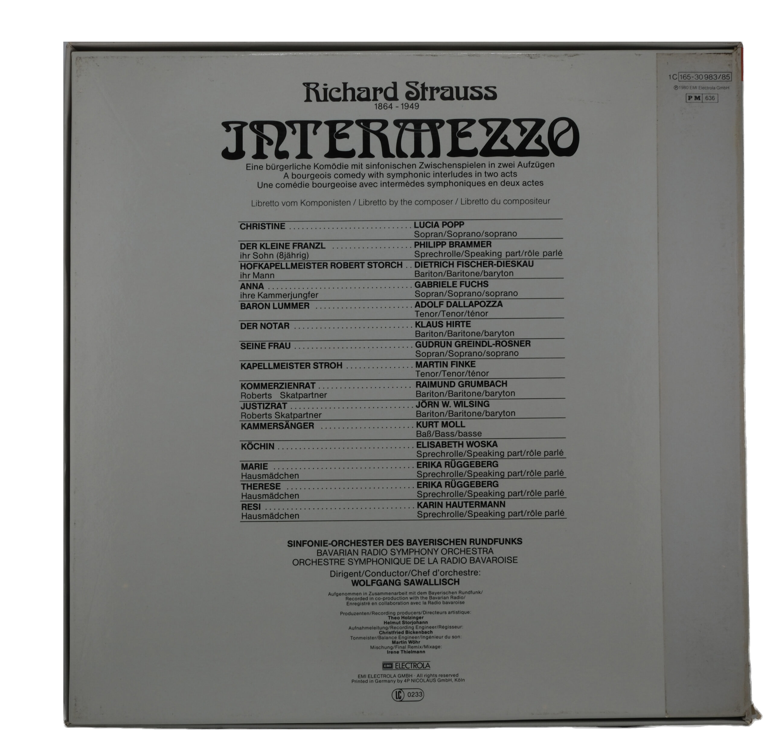 Strauss Intermezzo, Sawallisch, Popp, Fischer-Dieskau 1980 – Image 2